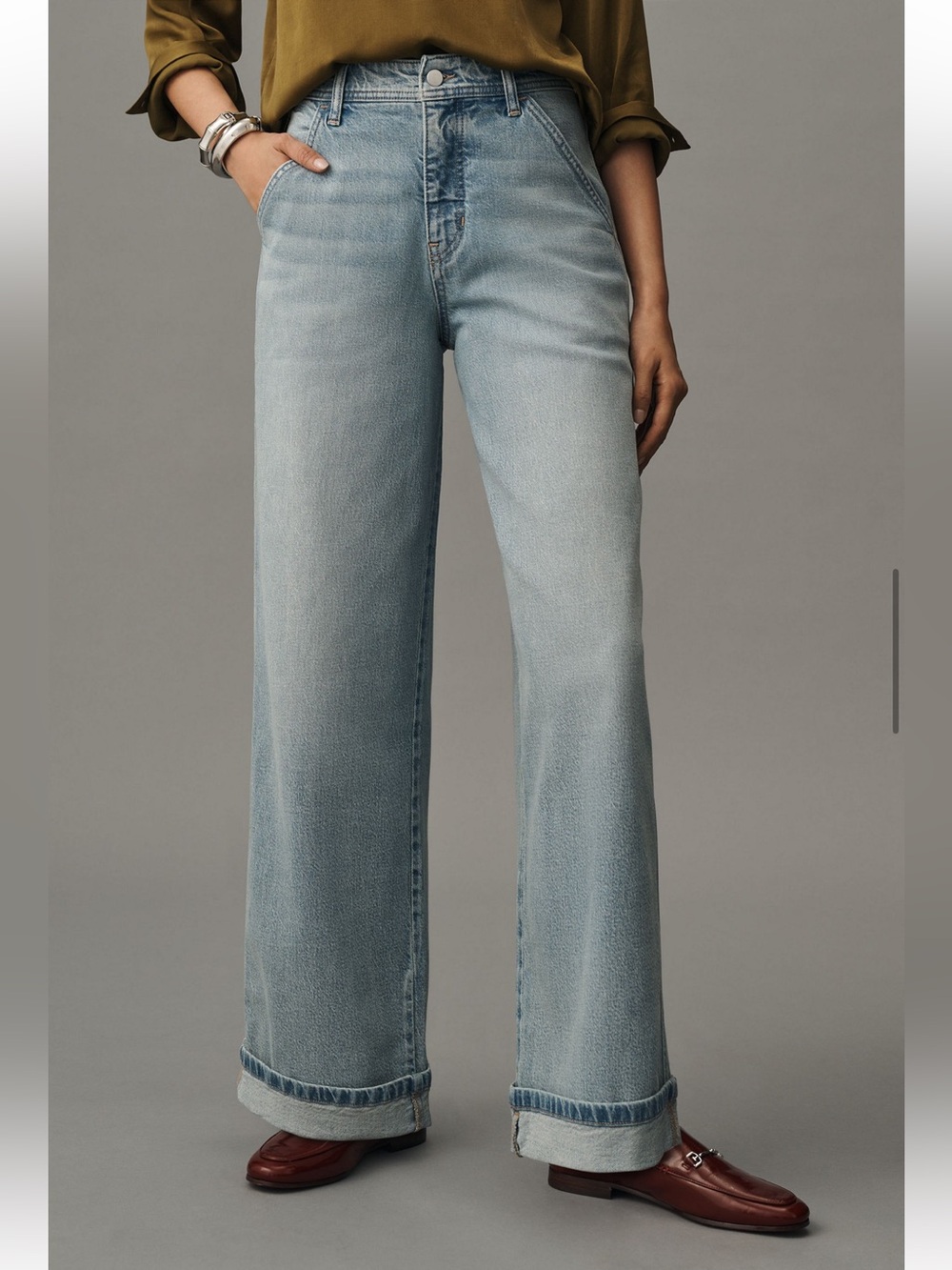 Pilcro by Anthropologie Mason High-Rise Wide Leg Relaxed Gaucho Ankle Jeans - Picture 5 of 12